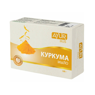 Мыло Куркума 100 г, Ayur Plus Мыло Куркума 100 г, Ayur Plus