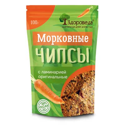 Морковные чипсы (снеки) с ламинарией оригинальные 100 г, "Здороведа" Морковные чипсы (снеки) с ламинарией оригинальные 100 г, "Здороведа"