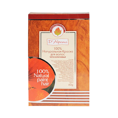 Краска для волос натуральная "Черно-коричневый" (Dark Brown) 60 г, D'Alpana Краска для волос натуральная "Черно-коричневый" (Dark Brown) 60 г, D'Alpana