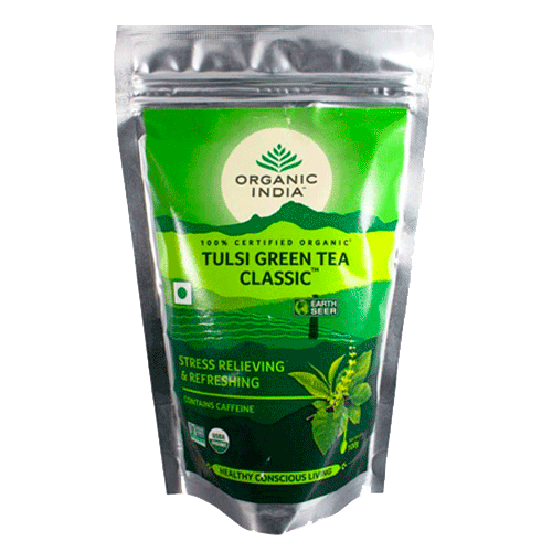 Напиток Тулси с зеленым чаем (Tulsi Green Tea) 100 г, Organic India Напиток Тулси с зеленым чаем (Tulsi Green Tea) 100 г, Organic India