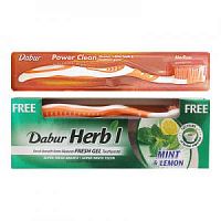 Зубная паста гелевая "Мята и лимон" (Herb'l Mint Lemon) 150 г + зубная щётка, Dabur
