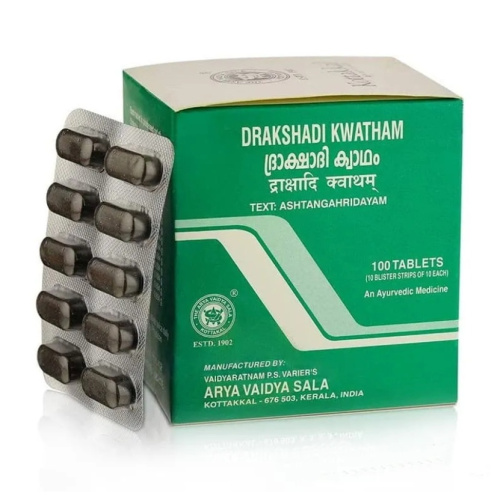 Дракшади Кватхам (Drakshadi Kwatham) - для нервной системы, при анемии / 100 табл., Kottakkal