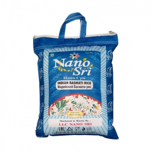 Рис басмати индийский (Indian Basmati Rice Extra Long Grain) 5 кг, Nano Sri Рис басмати индийский (Indian Basmati Rice Extra Long Grain) 5 кг, Nano Sri