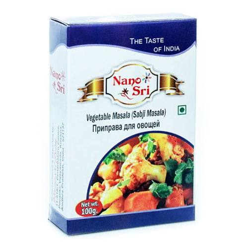Смесь специй для овощей (Vegetable masala) 100 г, Nano Sri Смесь специй для овощей (Vegetable masala) 100 г, Nano Sri