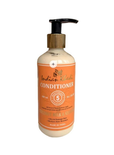 Кондиционер для волос Кокосовое молоко и Кератин (Coconut milk & Keratin) 300мл., Indian Khadi
